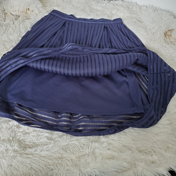 Navy ribbon striped bubble midi skirt - Picture 2 of 5